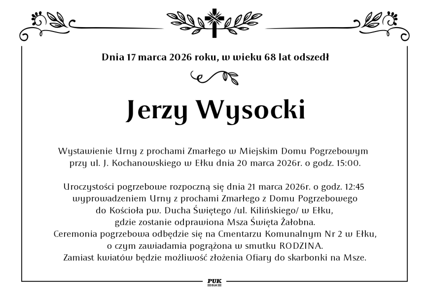 Jerzy Wysocki - nekrolog